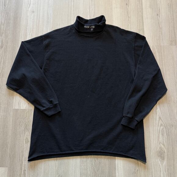 Vintage 90's Park City Utah Black Turtleneck Pullover Long Sleeve Shirt Sz Large - Picture 1 of 4